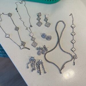 Lot of silver tone jewelry
